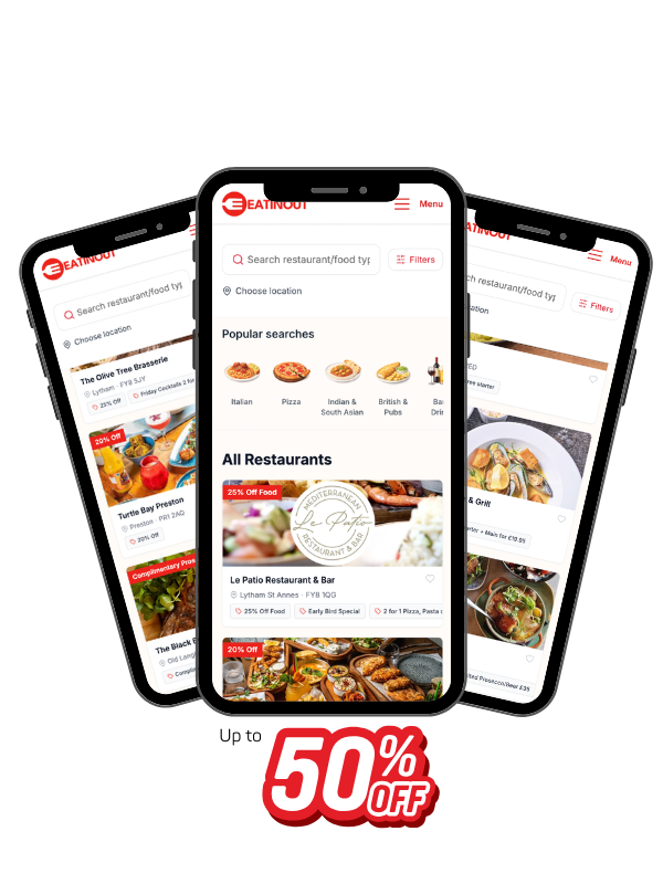 Eatinout app showing restaurant listings and offers